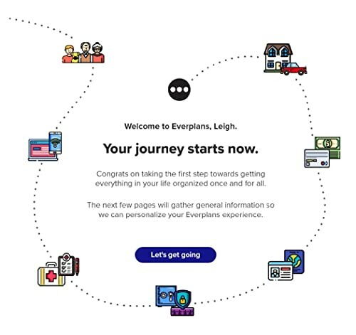 Welcome to Everplans, your journey starts now message.