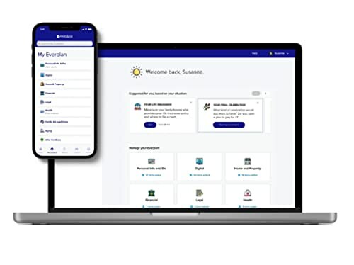 Laptop and smartphone displaying a personal planning app interface.