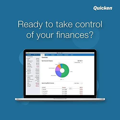 Quicken software on laptop screen for financial management